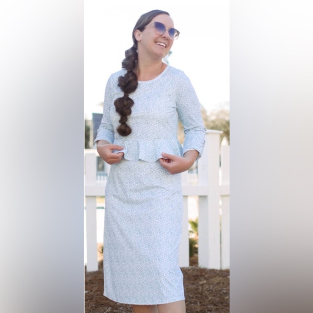 White and sage DJ swim dress